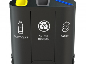 MALMO Office Waste Recycling Bin with 3 Containers 3D Model
