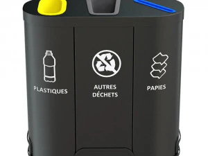 MALMO Office Waste Recycling Bin with 3 Containers 3D Model
