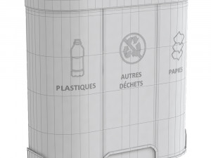 MALMO Office Waste Recycling Bin with 3 Containers 3D Model