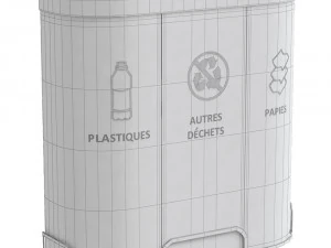 MALMO Office Waste Recycling Bin with 3 Containers 3D Model