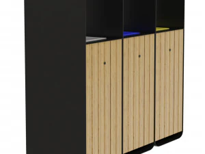HANKO M Triple-Sort Modular Recycling Bin for Outdoor - Optional Ashtray 3D Model