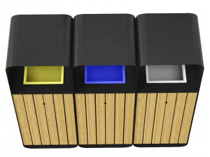 HANKO M Triple-Sort Modular Recycling Bin for Outdoor - Optional Ashtray 3D Model