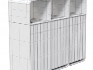 HANKO M Triple-Sort Modular Recycling Bin for Outdoor - Optional Ashtray Modelo 3D