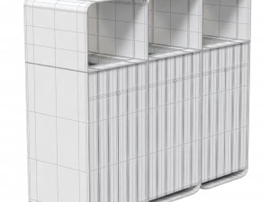 HANKO M Triple-Sort Modular Recycling Bin for Outdoor - Optional Ashtray 3D Model