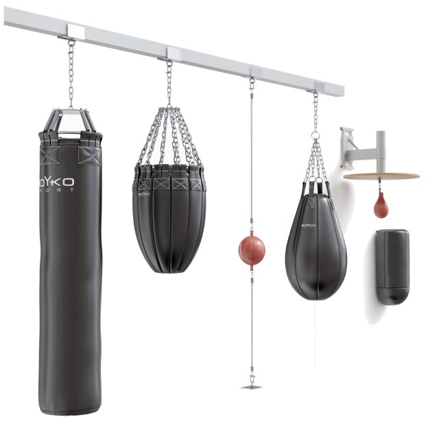 6 sports equipment for boxers gloves set pads punch bag 3D 模型 .c4d .max .obj .3ds .fbx .stl .blend 