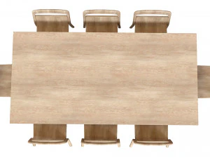 Plateau Table Oak Finish and Hollywood Chair Natural Oak 3D Model