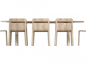 Plateau Table Oak Finish and Hollywood Chair Natural Oak 3D Model