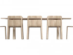 Plateau Table Oak Finish and Hollywood Chair Natural Oak 3D Model