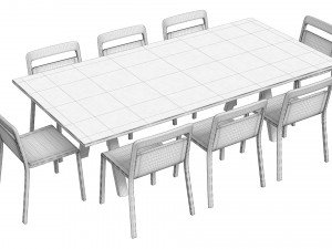 Plateau Table Oak Finish and Hollywood Chair Natural Oak 3D Model