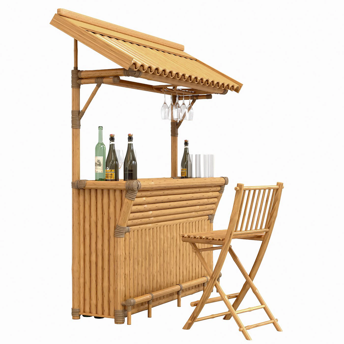 Tropical bamboo tiki bar 3D Model .c4d .max .obj .3ds .fbx .stl .blend 