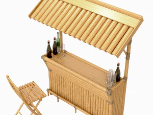 Tropical bamboo tiki bar 3D Model