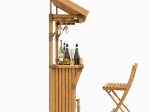 Tropical bamboo tiki bar 3D Model