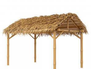 Bamboo shelter beach canopy 4-corner 3D Model