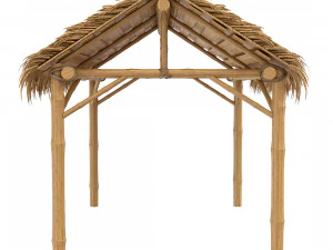 Bamboo shelter beach canopy 4-corner 3D Model