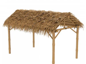 Bamboo shelter beach canopy 4-corner 3D Model