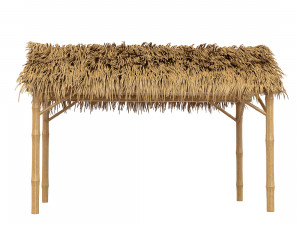 Bamboo shelter beach canopy 4-corner Modelo 3D