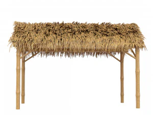Bamboo shelter beach canopy 4-corner 3D Model