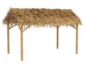 Bamboo shelter beach canopy 4-corner Modelo 3D