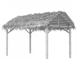 Bamboo shelter beach canopy 4-corner 3D Model