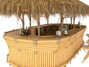 Bamboo tiki bar furniture 3D Model