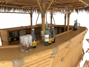 Bamboo tiki bar furniture 3D Model