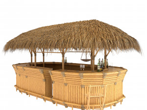 Bamboo tiki bar furniture 3D Model