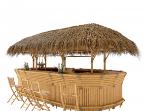 Bamboo tiki bar furniture 3D Model