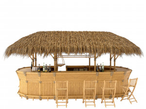 Bamboo tiki bar furniture 3D Model