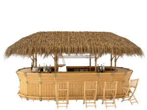 Bamboo tiki bar furniture 3D Model
