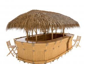 Bamboo tiki bar furniture 3D Model