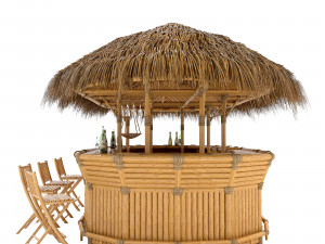 Bamboo tiki bar furniture 3D Model