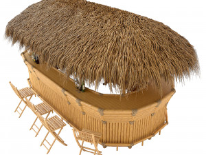 Bamboo tiki bar furniture 3D Model
