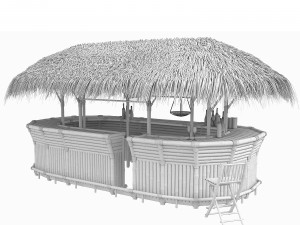 Bamboo tiki bar furniture 3D Model