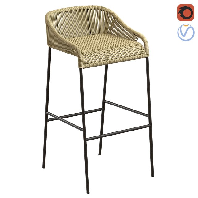Belmont Counter Stool Taupe Garden Cottage 3D Model .c4d .max .obj .3ds .fbx .stl .blend 
