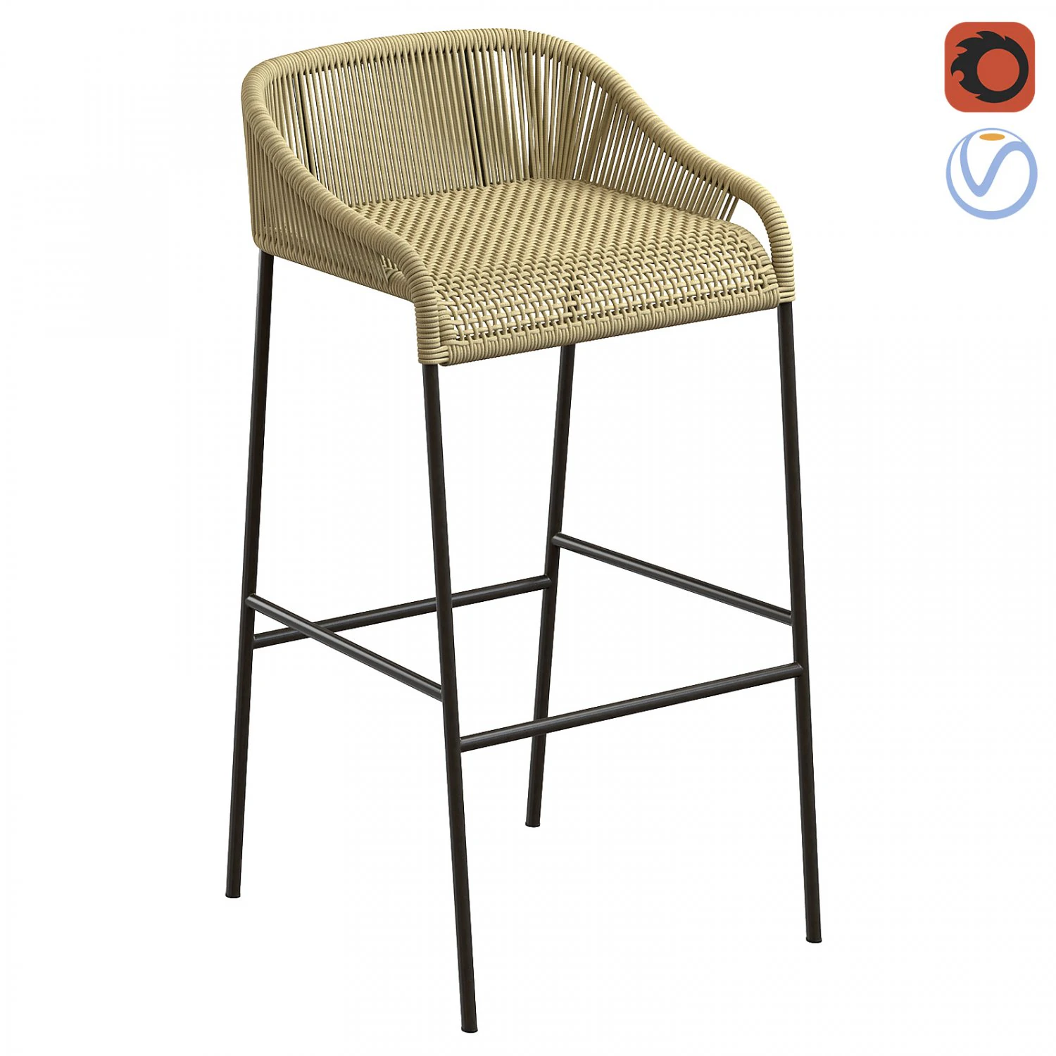 Belmont Counter Stool Taupe Garden Cottage 3D Model .c4d .max .obj .3ds .fbx .stl .blend 