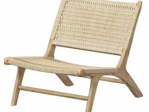 Poltroncina Kave Home Beida in teak massello Modello 3D