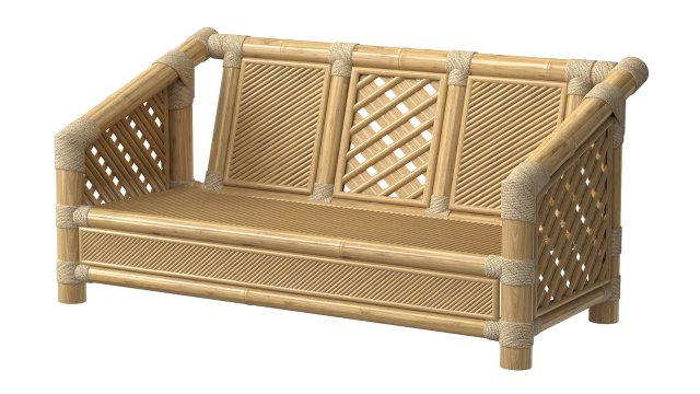 Wooden roped bamboo bench Modelo 3D .c4d .max .obj .3ds .fbx .stl .blend 