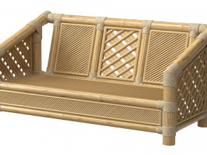 Wooden roped bamboo bench 3D Модель