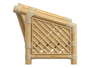 Wooden roped bamboo bench 3D Model