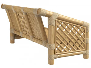 Wooden roped bamboo bench 3D Model