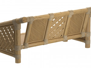 Wooden roped bamboo bench Modelo 3D