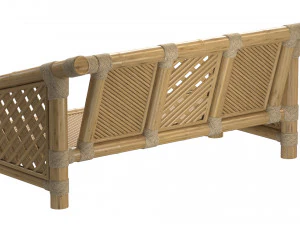 Wooden roped bamboo bench 3D Model