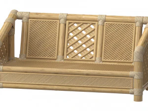 Wooden roped bamboo bench 3D Model