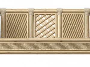 Wooden roped bamboo bench 3D Model