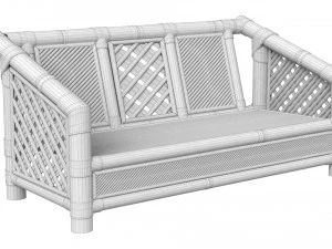Wooden roped bamboo bench 3D Model