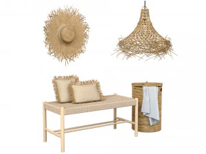 Wicker bamboo decor bathroom set 01 3D Model