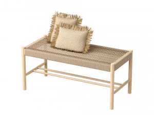 Wicker bamboo decor bathroom set 01 3D Model