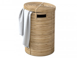 Wicker bamboo decor bathroom set 01 Modèle 3D