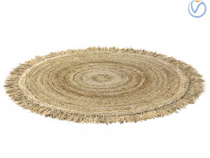 Hand Woven Rafia Jute Braided Rug Round Natural 3D Model
