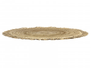 Hand Woven Rafia Jute Braided Rug Round Natural 3D Model